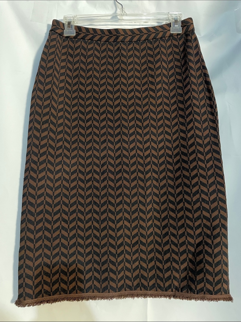 Brown and Black Chevron Knit Pencil Skirt, size S